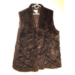 Olsen Sigrid Women's Sz 12 Faux Shearling Vest Toggle Buttons Lined Brown